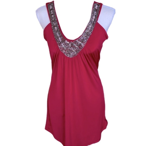 Rue 21 Rich Red Heavy Bead Embellished Special Occasion Halter Top/Dress Size XL - Picture 1 of 12